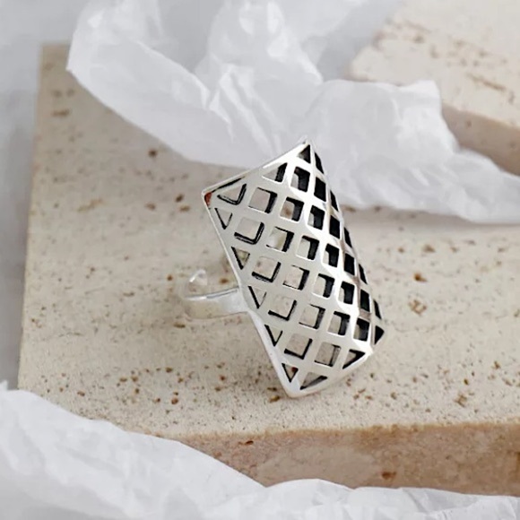 NEW STERLING SILVER BOHO GEOMETRIC ADJUSTABLE RING - Picture 5 of 6